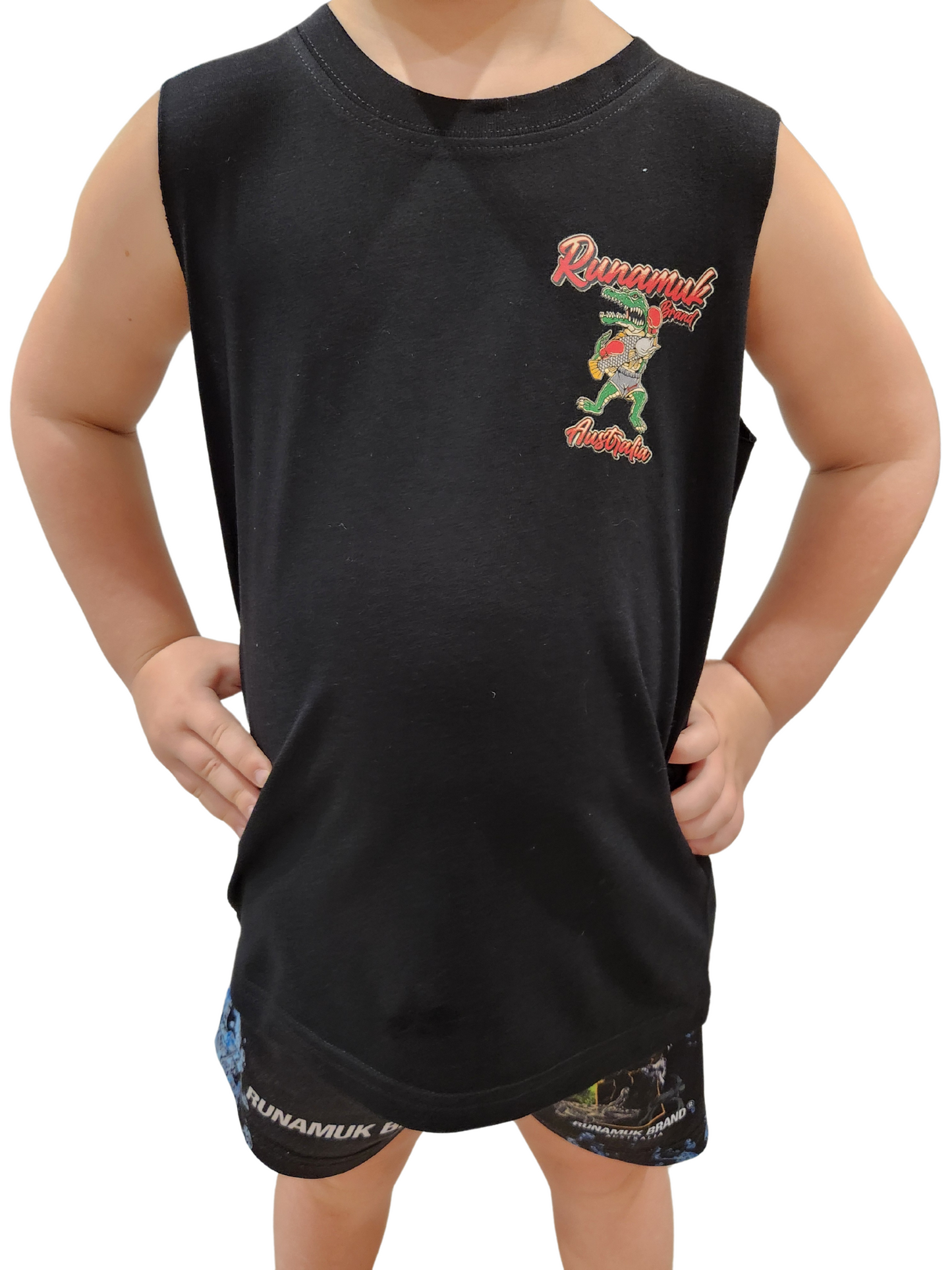 Kid's Iconic Boxing Croc Singlet - Runamuk Brand - Shirts & Tops