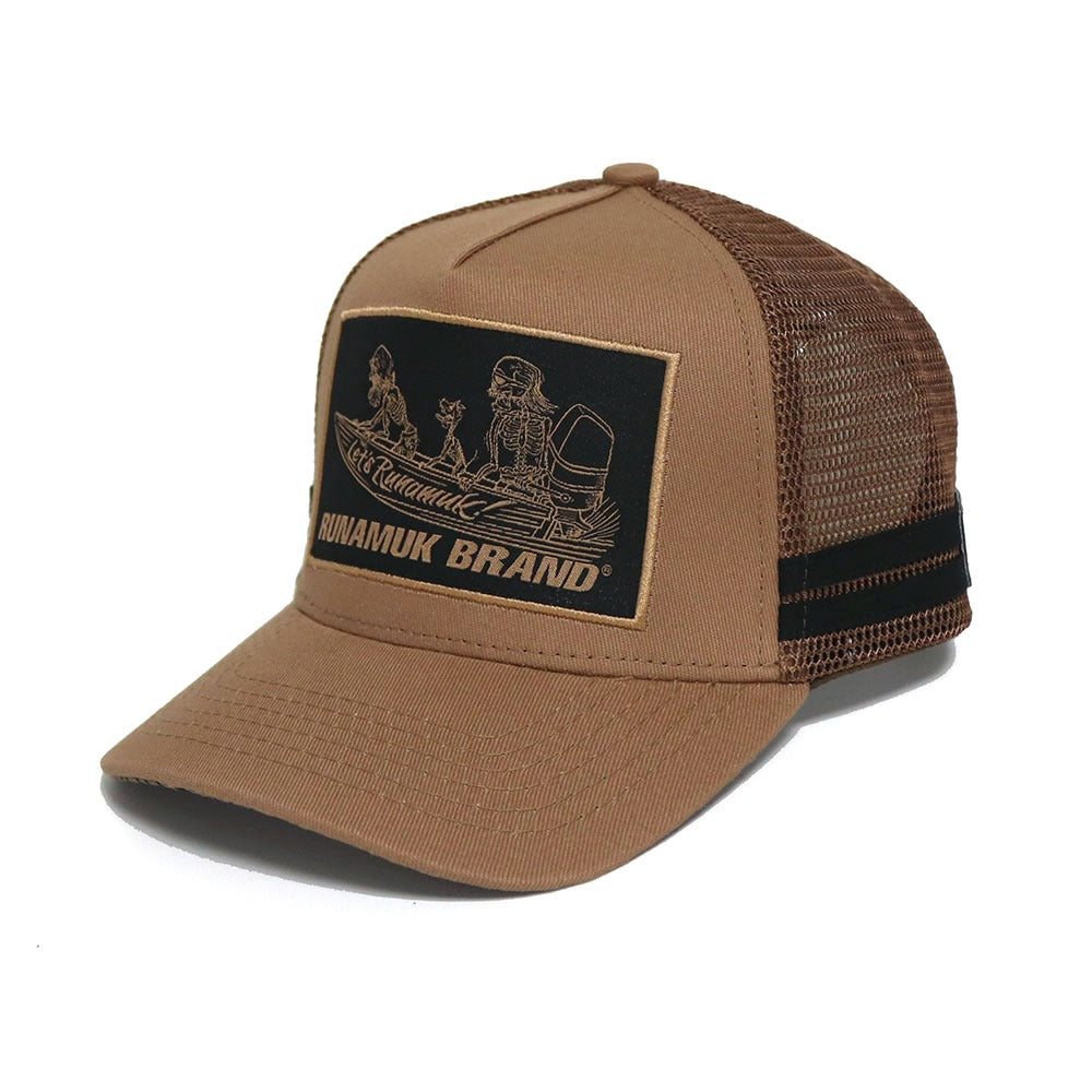 Kids Tinny Racing Trucker Cap Khaki/Black – Runamuk Brand