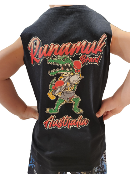 Kid's Iconic Boxing Croc Singlet - Runamuk Brand - Shirts & Tops